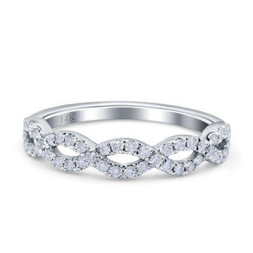 14K White Gold 0.35ct Round 4mm G SI Half Eternity Diamond Bands Engagement Wedding Ring Size 6.5
